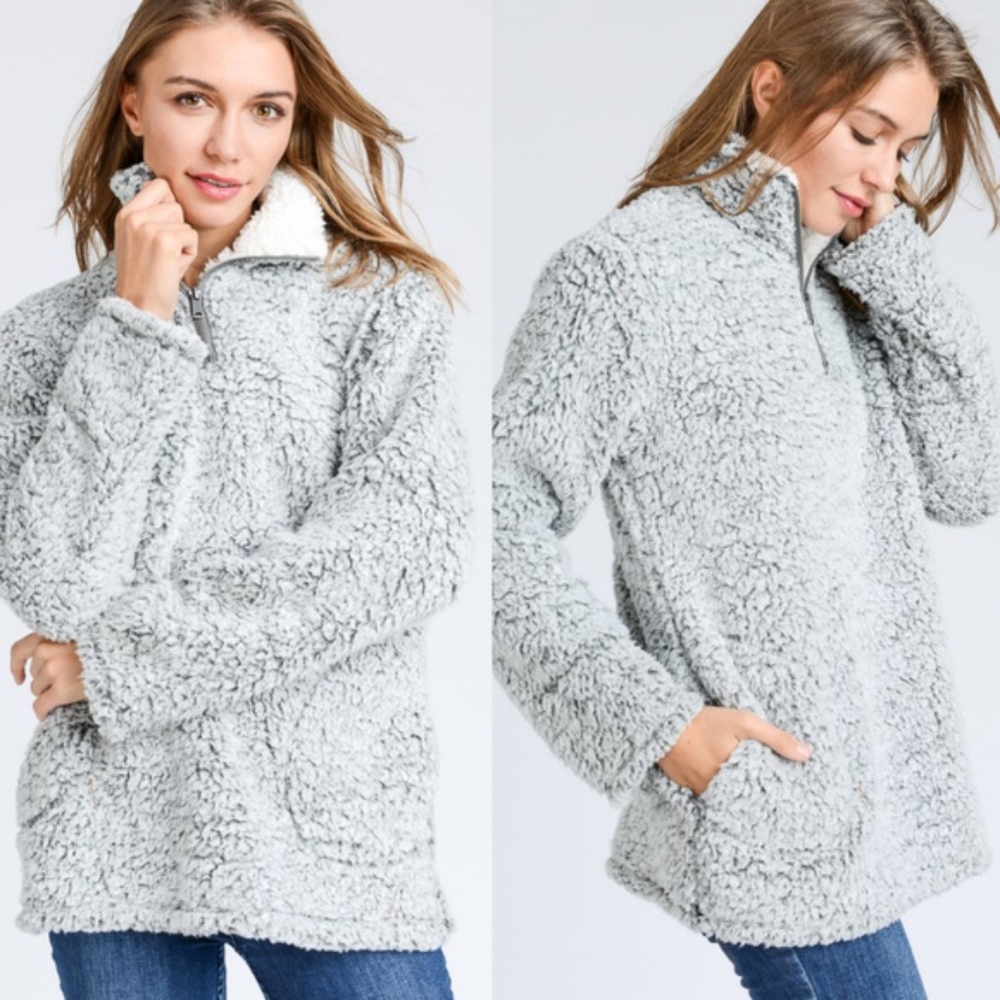 IMELDA MUST HAVE Sherpa Sweater- GREY - Picture 1 of 3